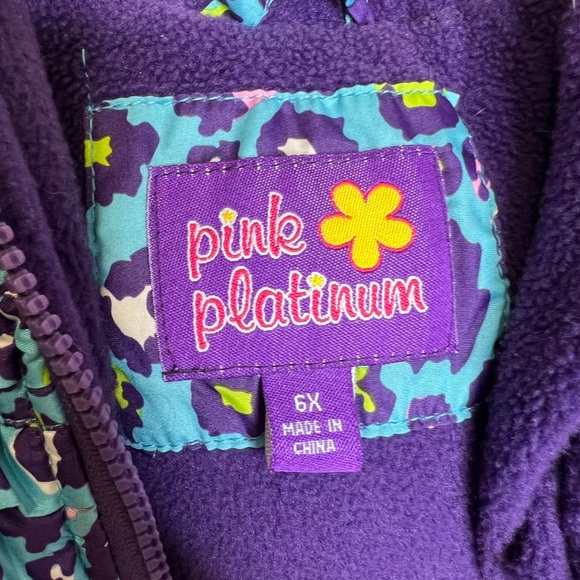 Pink Platinum Girls Hooded Leopad Print Jacket Coat Blue Purple Size 6X - Picture 5 of 11